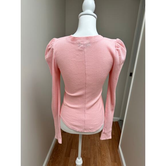 Generation Love Puff sleeve Waffle Knit Long Sleeve Pink top size XS - Picture 3 of 7